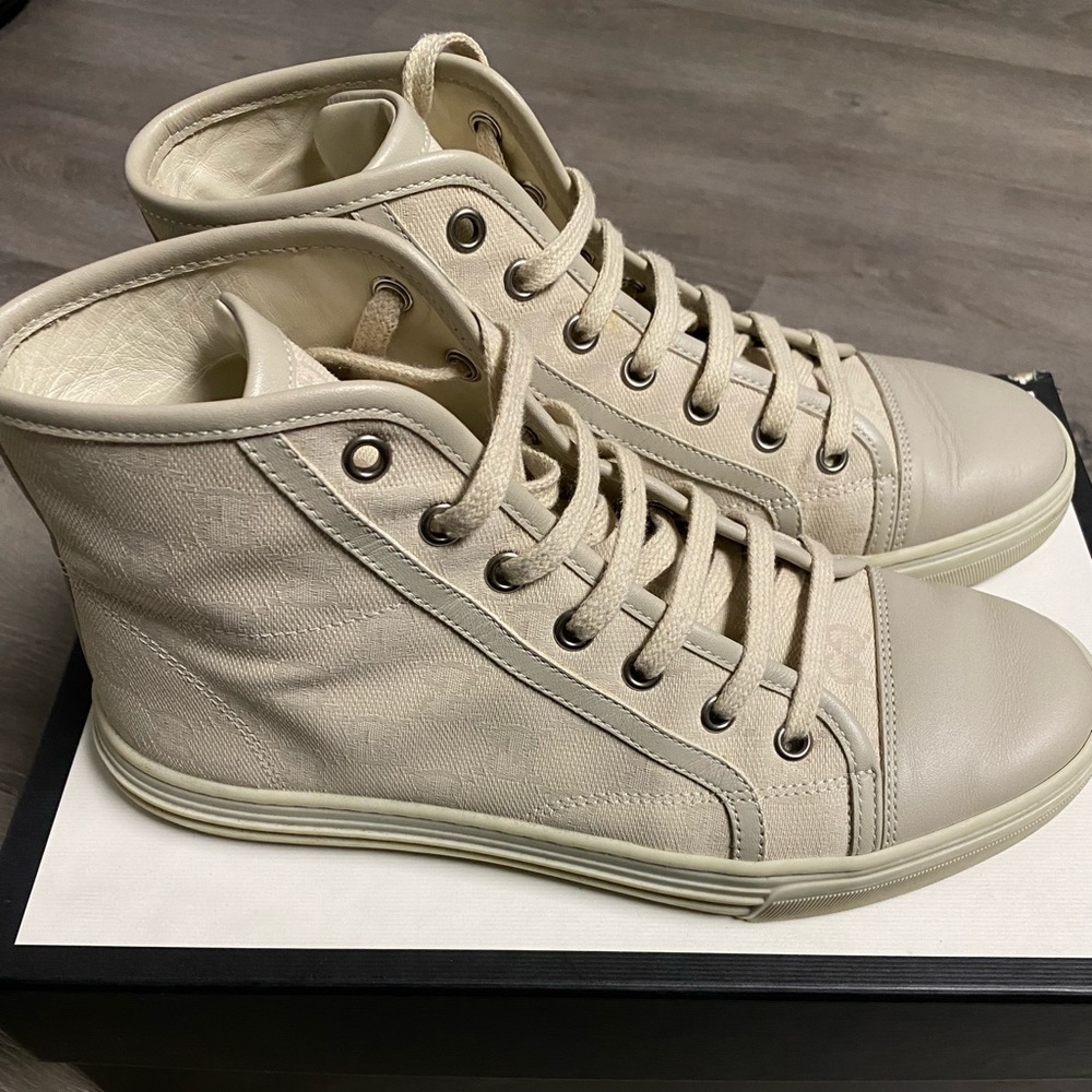 Gucci white washed high top sneakers